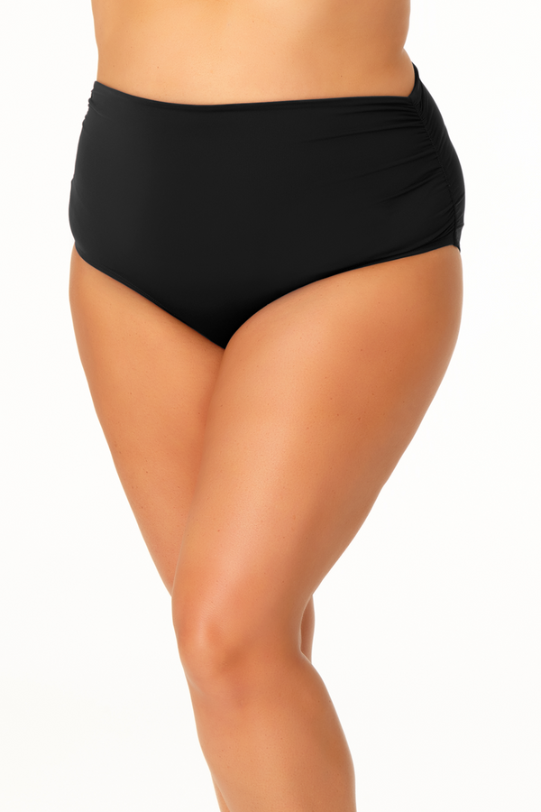 Anne Cole Convertible High Waist Shirred Swim Bottom