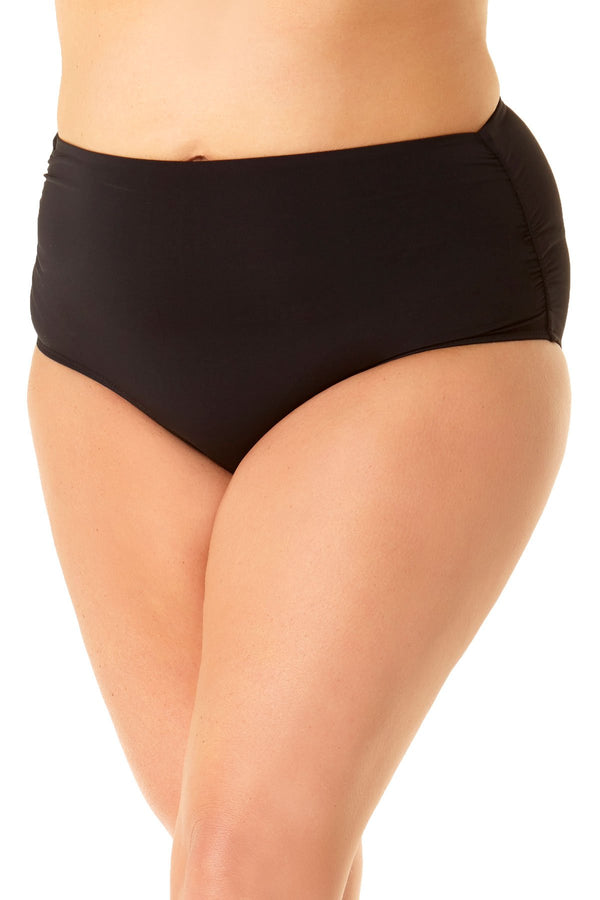 anne cole Convertible High Waist Shirred Swim Bottom