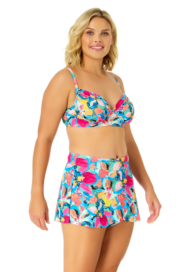 Anne Cole Women's Amalfi Floral Shirred Underwire Bikini Top