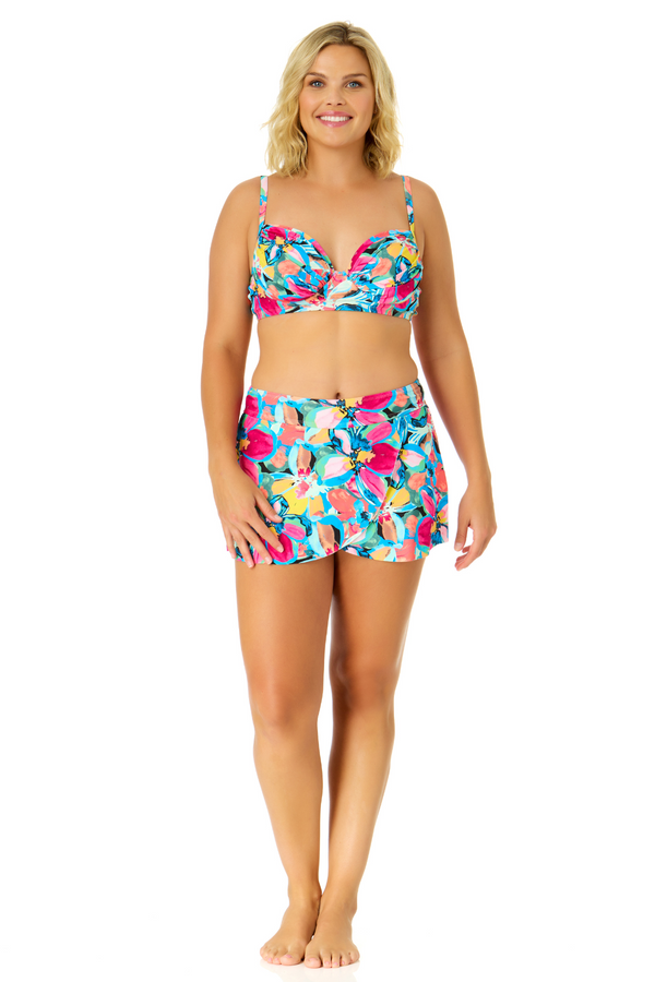 Anne Cole Women's Amalfi Floral Shirred Underwire Bikini Top