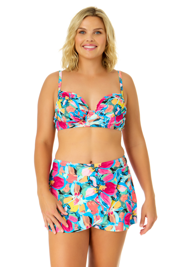 anne cole Women's Amalfi Floral Shirred Underwire Bikini Top