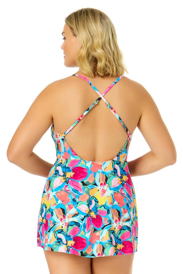 Anne Cole Women's Amalfi Floral Swim Dress With Skirted Bottom