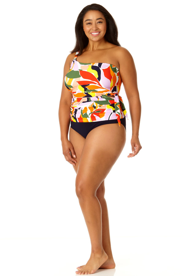 Anne Cole Women's Asymmetrical Side Tie Tankini Swim Top