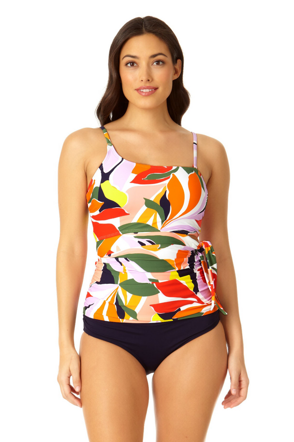 anne cole Women's Asymmetrical Side Tie Tankini Swim Top