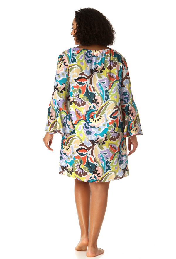 Anne Cole Women's Bell Sleeve Tunic Swimsuit Cover Up
