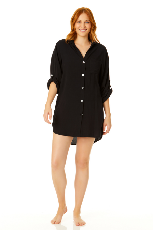 Anne Cole Women's Button Down Shirt Swimsuit Cover Up