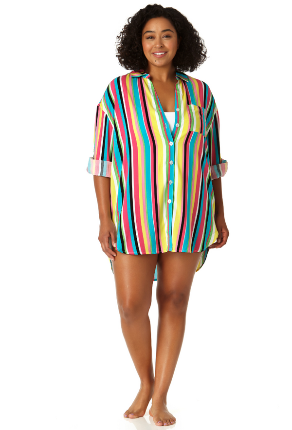 Anne Cole Women's Button Down Shirt Swimsuit Cover Up