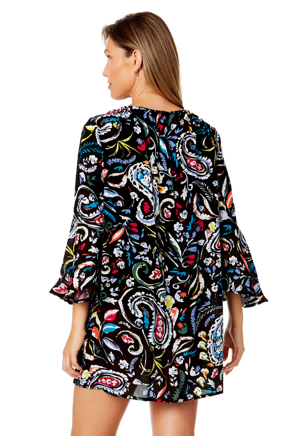 Anne Cole Women's Dance Floor Paisley Bell Sleeve Tunic Swimsuit Cover Up