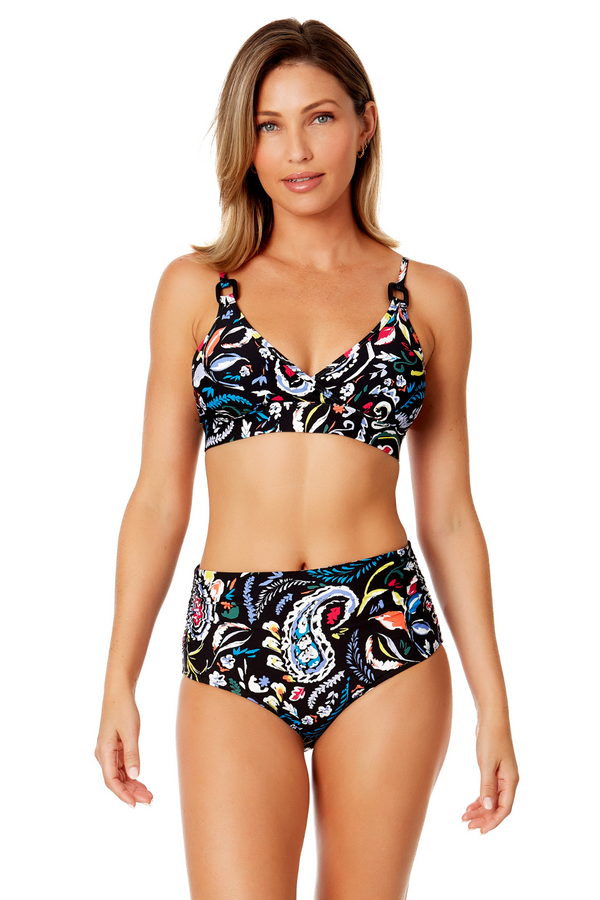 anne cole Women's Dance Floor Paisley Ring Triangle Bikini Top