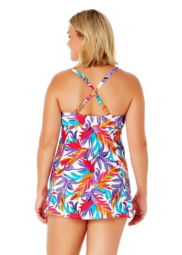 Anne Cole Women's Dance Floor Palm Square Neck Swim Dress