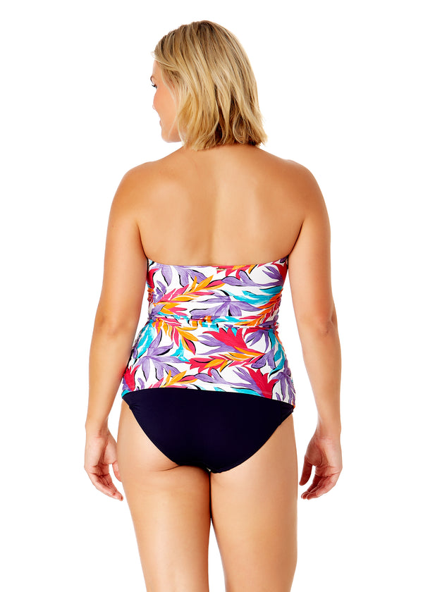 Anne Cole Women's Dance Floor Palm Twist Front Bandeaukini Swim Top