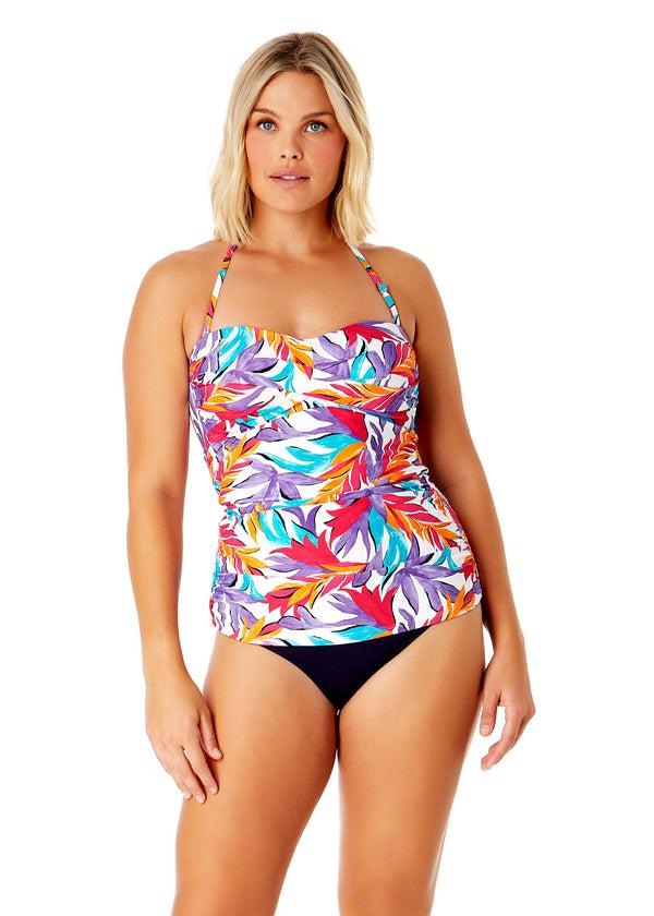 Anne Cole Women's Dance Floor Palm Twist Front Bandeaukini Swim Top