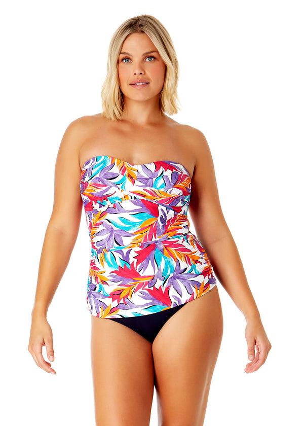 anne cole Women's Dance Floor Palm Twist Front Bandeaukini Swim Top