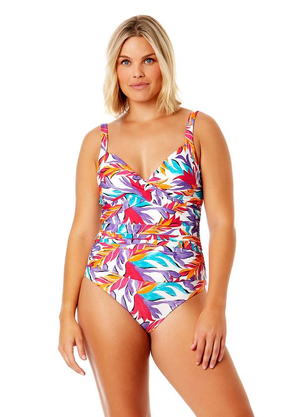 anne cole Women's Dance Floor Palm Underwire Surplice One Piece Swimsuit
