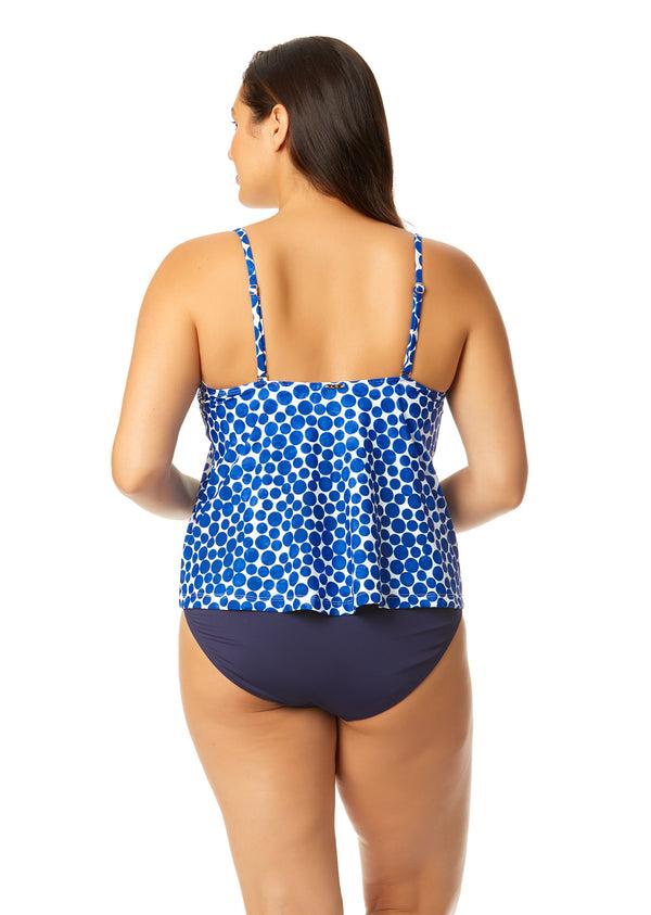 Anne Cole Women's Denim Dot Easy Triangle Tankini Swim Top