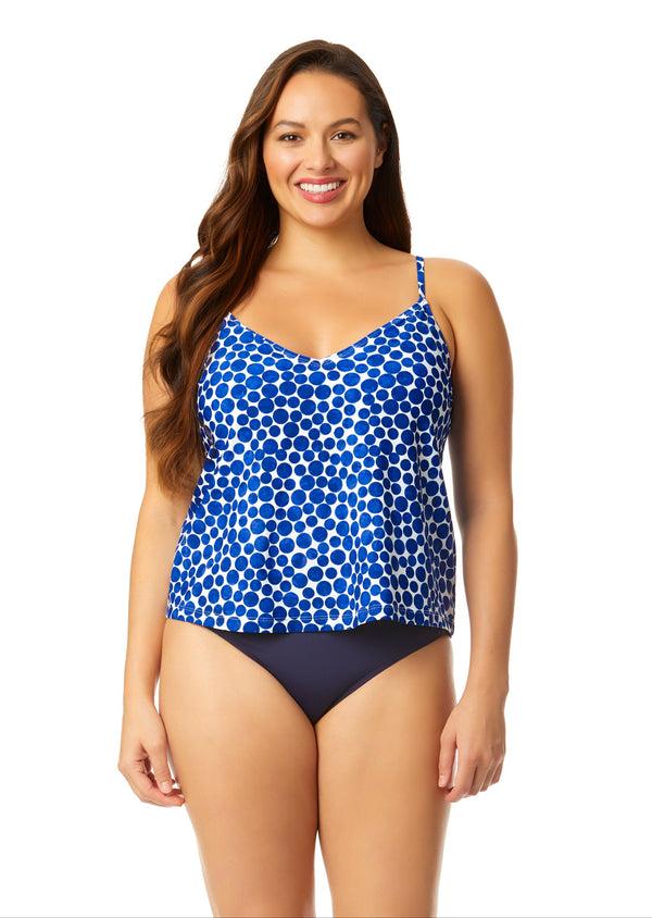 anne cole Women's Denim Dot Easy Triangle Tankini Swim Top