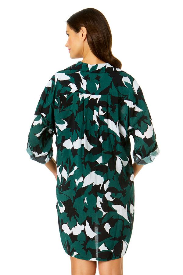 Anne Cole Women's Desert Bloom Button Down Shirt Swimsuit Cover Up