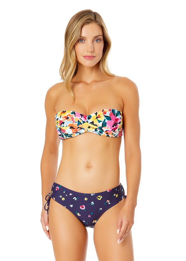 anne cole Women's Gradient Floral Twist Bandeau Bikini Swim Top
