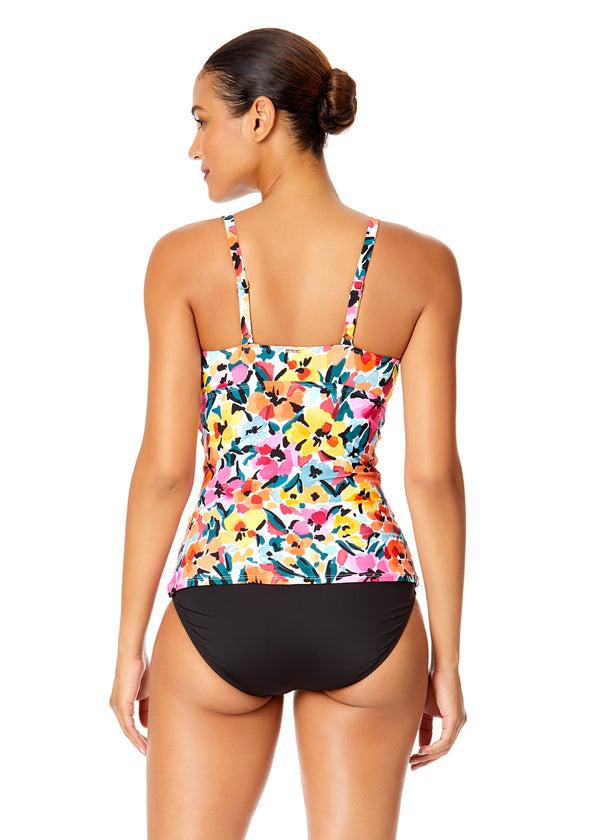 Anne Cole Women's Gradient Floral Twist Front Underwire Tankini Swim Top