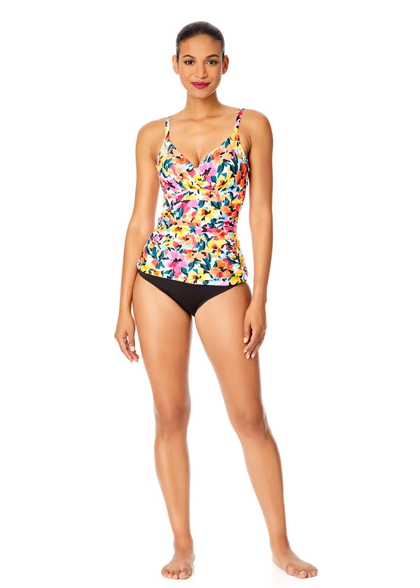Anne Cole Women's Gradient Floral Twist Front Underwire Tankini Swim Top