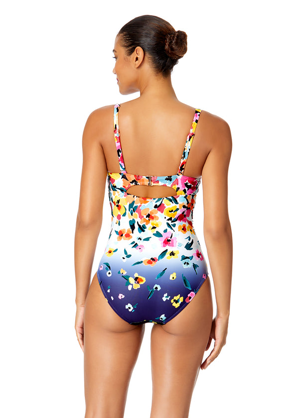 Anne Cole Women's Gradient Floral Underwire Surplice One Piece Swimsuit