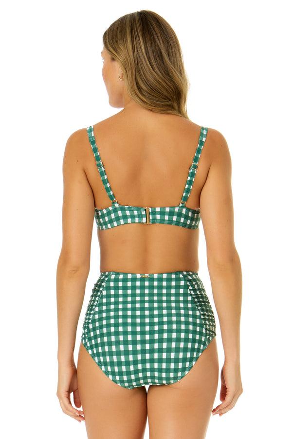 Anne Cole Women's Green Gingham Retro Underwire Bikini Swim Top