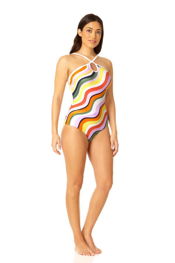 Anne Cole Women's Halter Keyhole One Piece Swimsuit