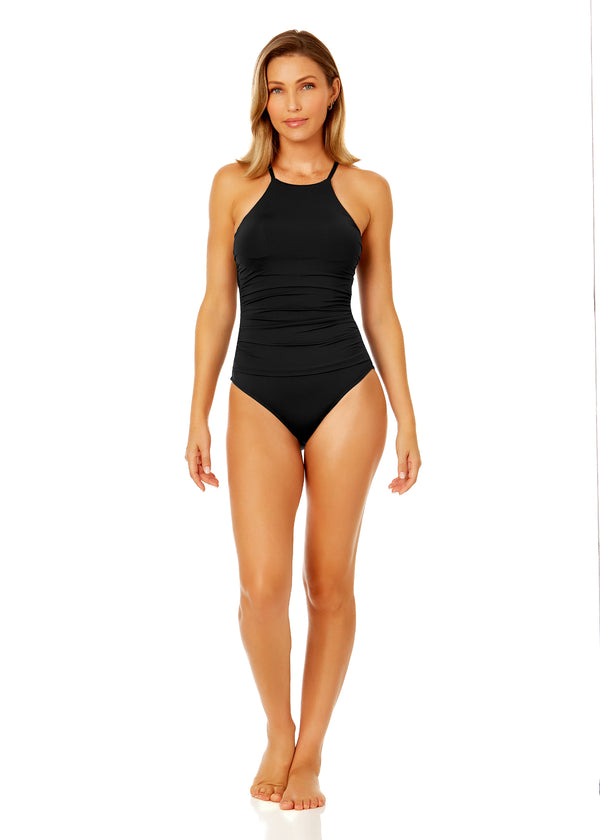 Anne Cole Women's Live In Color High Neck One Piece Swimsuit