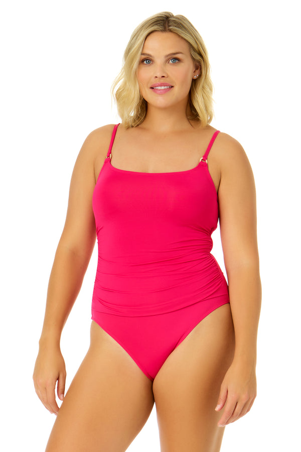 anne cole Women's Live In Color Shirred Lingerie Maillot One Piece