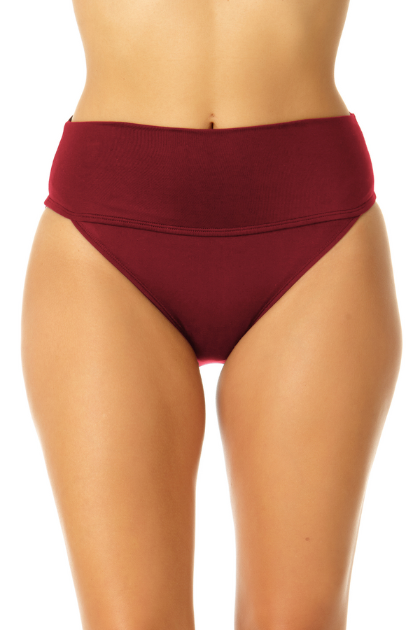 anne cole Women's Live In Color Soft Band High Waist Swim Bottom
