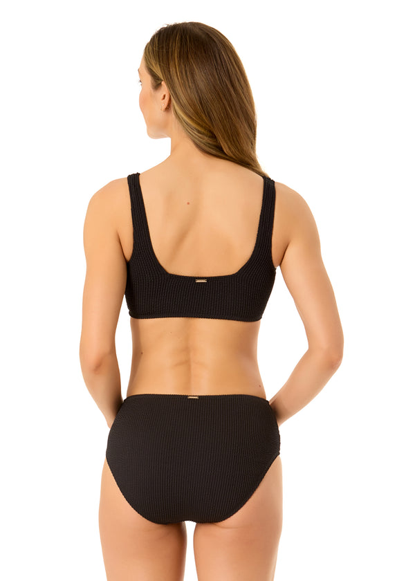 Anne Cole Women's Live In Color Textured Classic Square Neck Bralette Bikini Swim Top