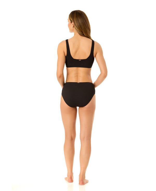 Anne Cole Women's Live In Color Textured Classic Square Neck Bralette Bikini Swim Top