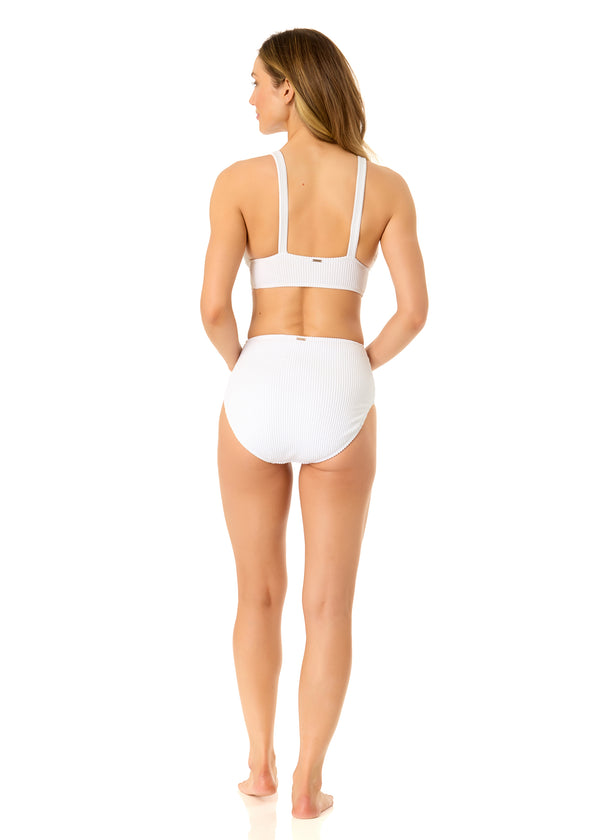 Anne Cole Women's Live In Color Textured Shirred Soft Band Bralette Bikini Swim Top