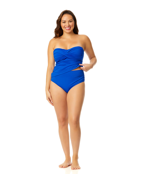 Anne Cole Women's Live In Color Twist Front Bandeaukini Swim Top