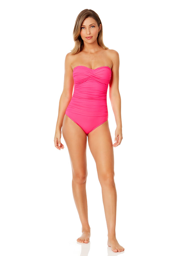 Anne Cole Women's Live In Color Twist Front Shirred One Piece Swimsuit
