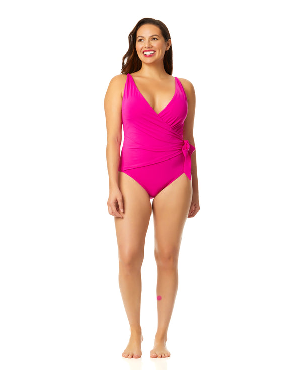 Anne Cole Women's Live In Color Wrap Tie One Piece Swimsuit