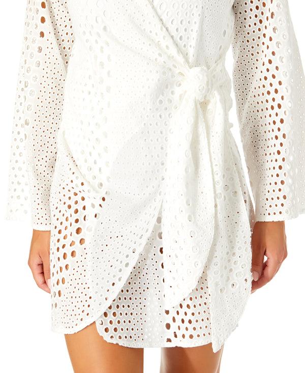 Anne Cole Women's Long Sleeve Open Tie Front Cover Up