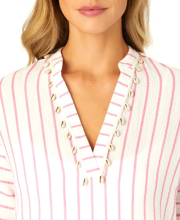 Anne Cole Women's Maxi Dress With Side Slits And Shell Details Cover Up