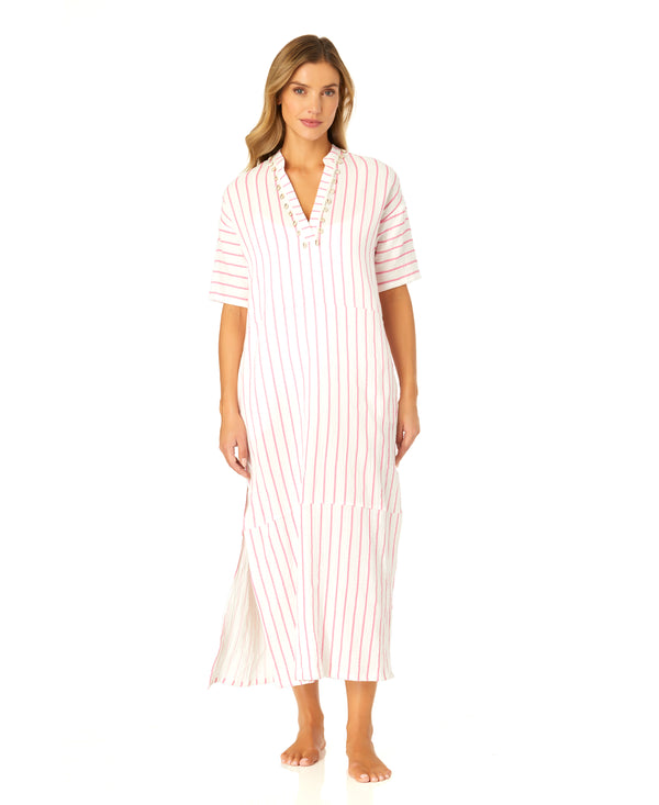 Anne Cole Women's Maxi Dress With Side Slits And Shell Details Cover Up