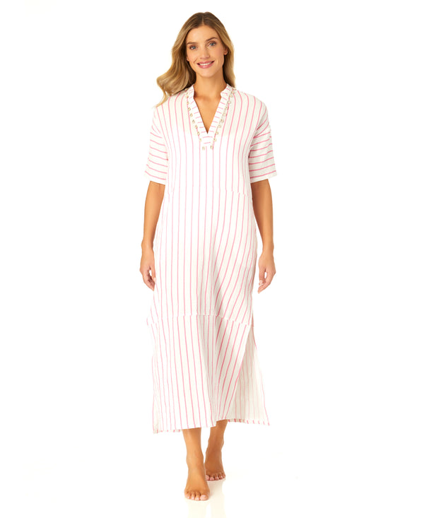 anne cole Women's Maxi Dress With Side Slits And Shell Details Cover Up