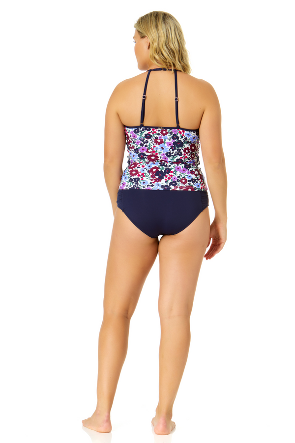 Anne Cole Women's Meadow Bouquet Cut-Out Boat Neck Tankini Swim Top