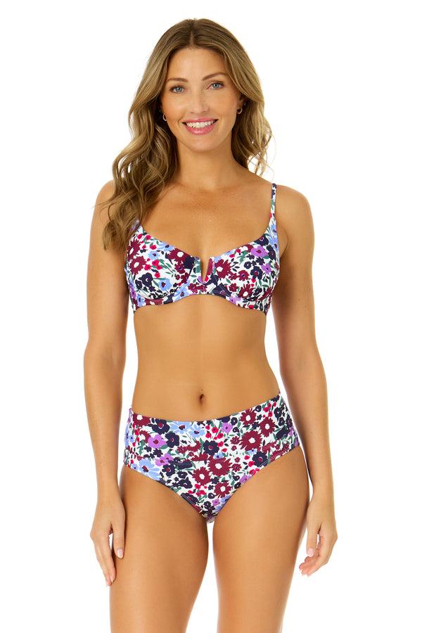 anne cole Women's Meadow Bouquet V Wire Underwire Bikini Swim Top