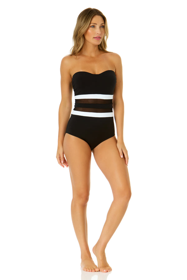 Anne Cole Women's Mesh Around Mesh Strapless One Piece