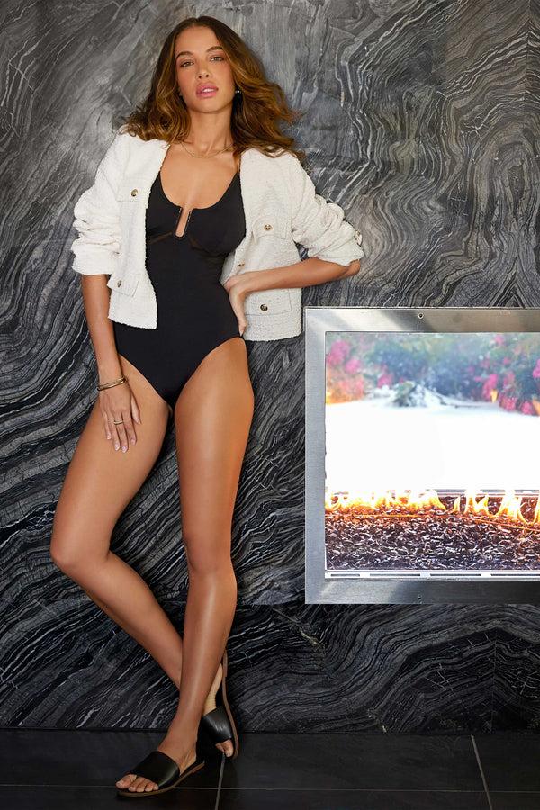 Anne Cole Women's Mesh Around U Ring Mesh Insert One Piece Swimsuit