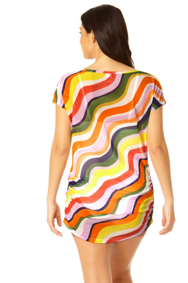 Anne Cole Women's Mesh V-Neck Tunic Swimsuit Cover Up