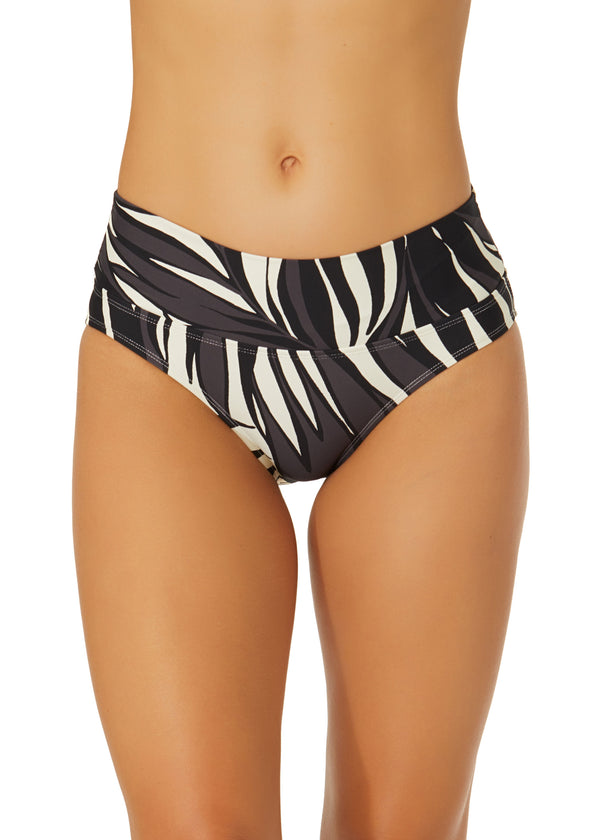 anne cole Women's Palm Chic Soft Band Mid Rise Bikini Swim Bottom
