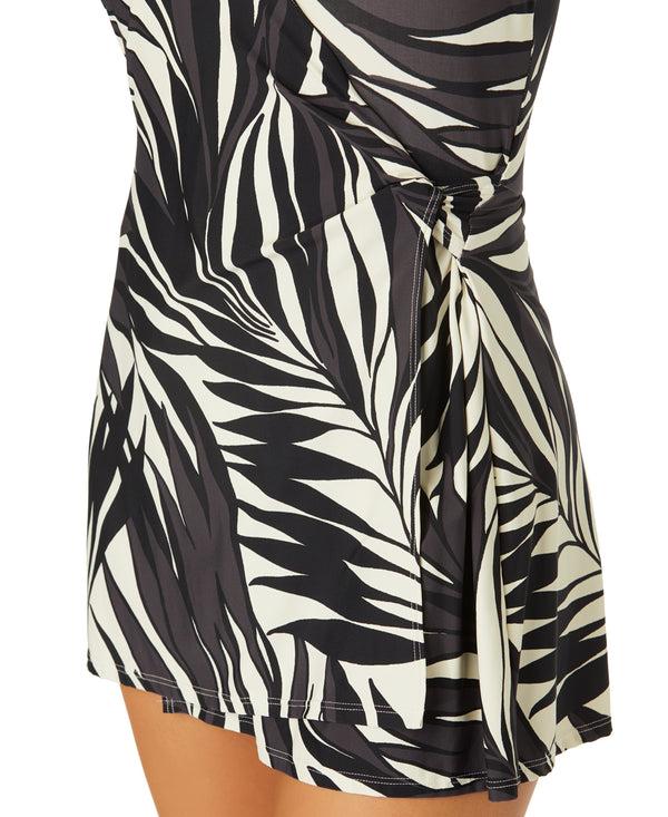Anne Cole Women's Palm Chic Surplice Twist Skirted Swimdress