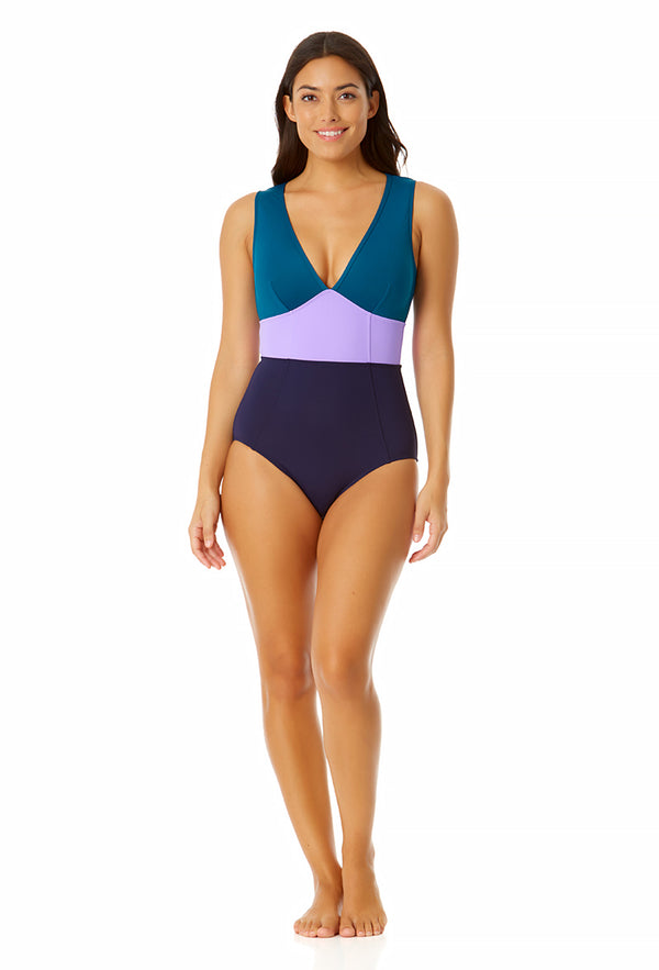 Anne Cole Women's Plunge Zip Back One Piece Swimsuit