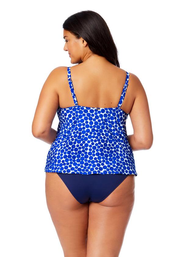 Anne Cole Women's Plus Denim Dot Easy Triangle Tankini Swim Top