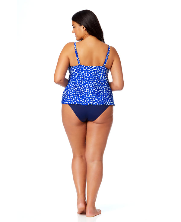 Anne Cole Women's Plus Denim Dot Easy Triangle Tankini Swim Top